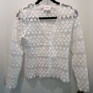 Reformation White Crochet Lace Button-Up Blouse Size 8